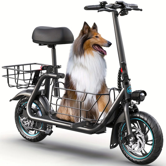 GYROOR Foldable Electric Scooter With Pet Basket And Riding Modes