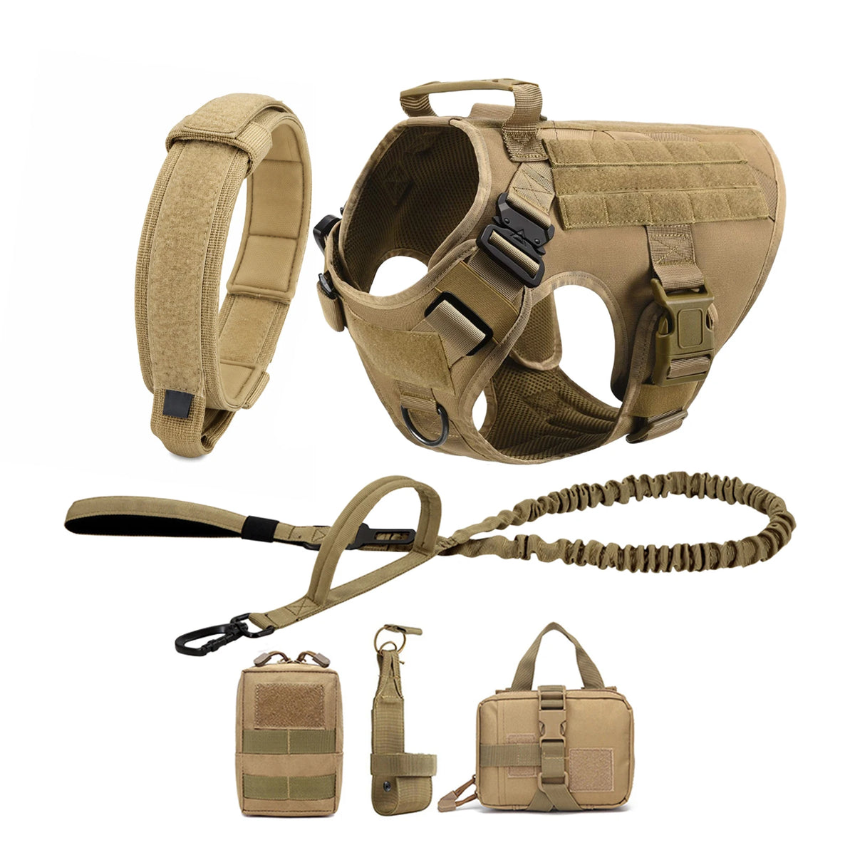 PETRAVEL Tactical Dog Harness With MOLLE Pouches for Training and Walking