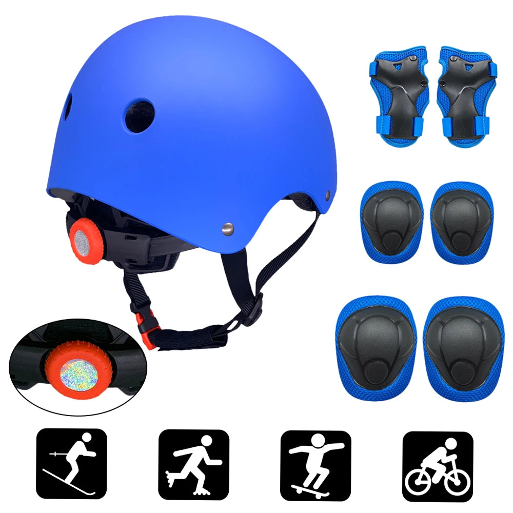 Kids Helmet Knee Elbow Wrist Guards Protective Gear Set