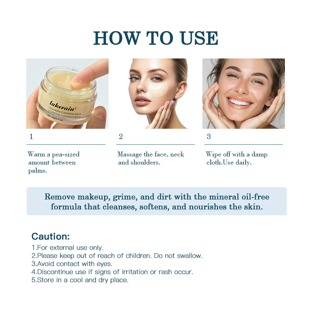 Lakerain Collagen Cleansing Balm Gentle Makeup Remover Facial Cleanser