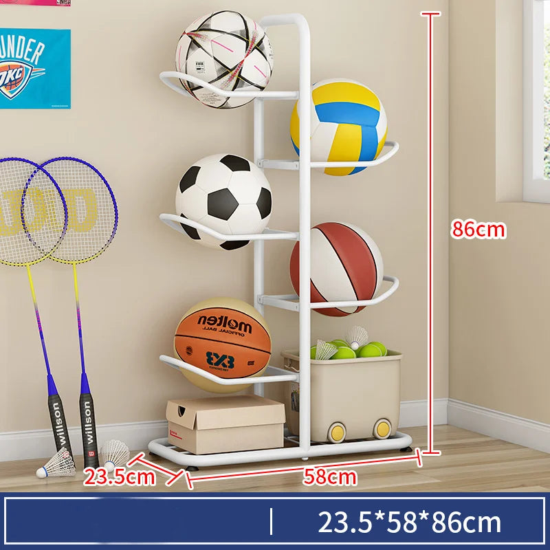 Indoor Kids Sports Ball Storage Rack for Basketballs and Footballs