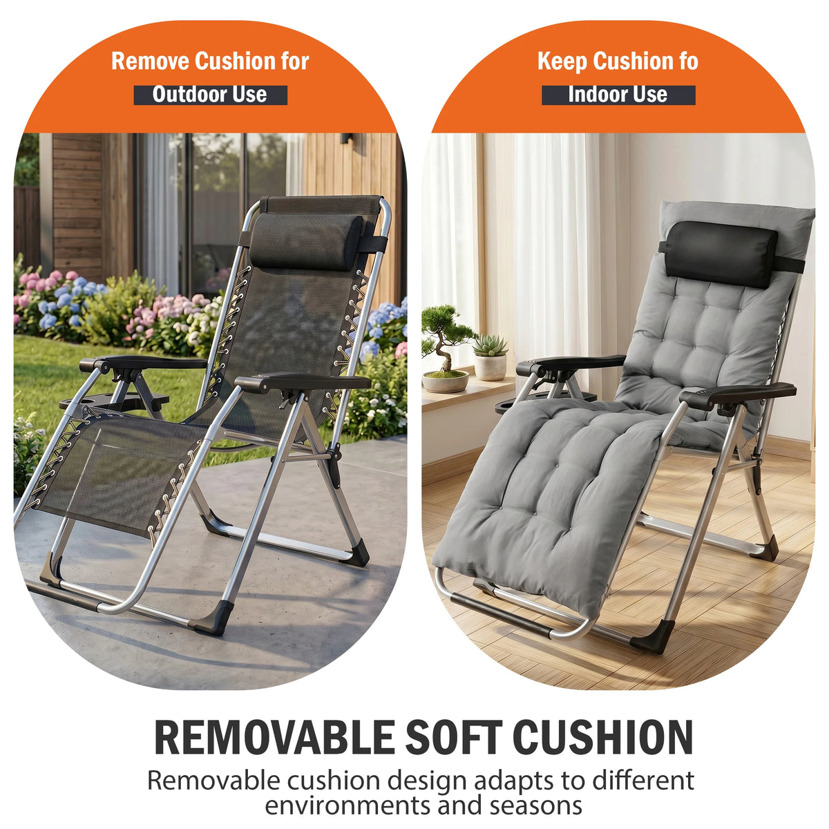 JHK Zero Gravity Reclining Lounge Chair With Cup Holder