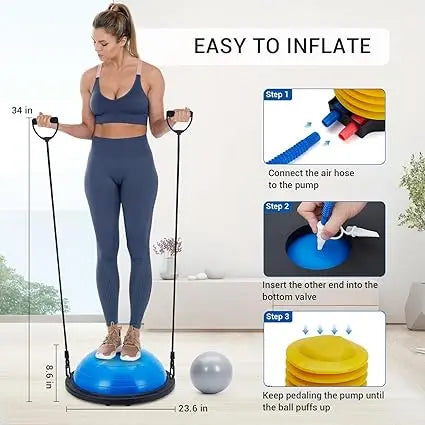 Half Balance Exercise Ball Trainer with Bands and Pump