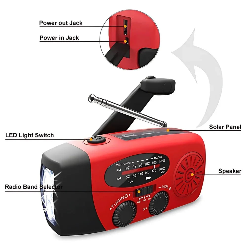 Portable Solar Hand Crank Emergency Radio With NOAA Weather Alerts