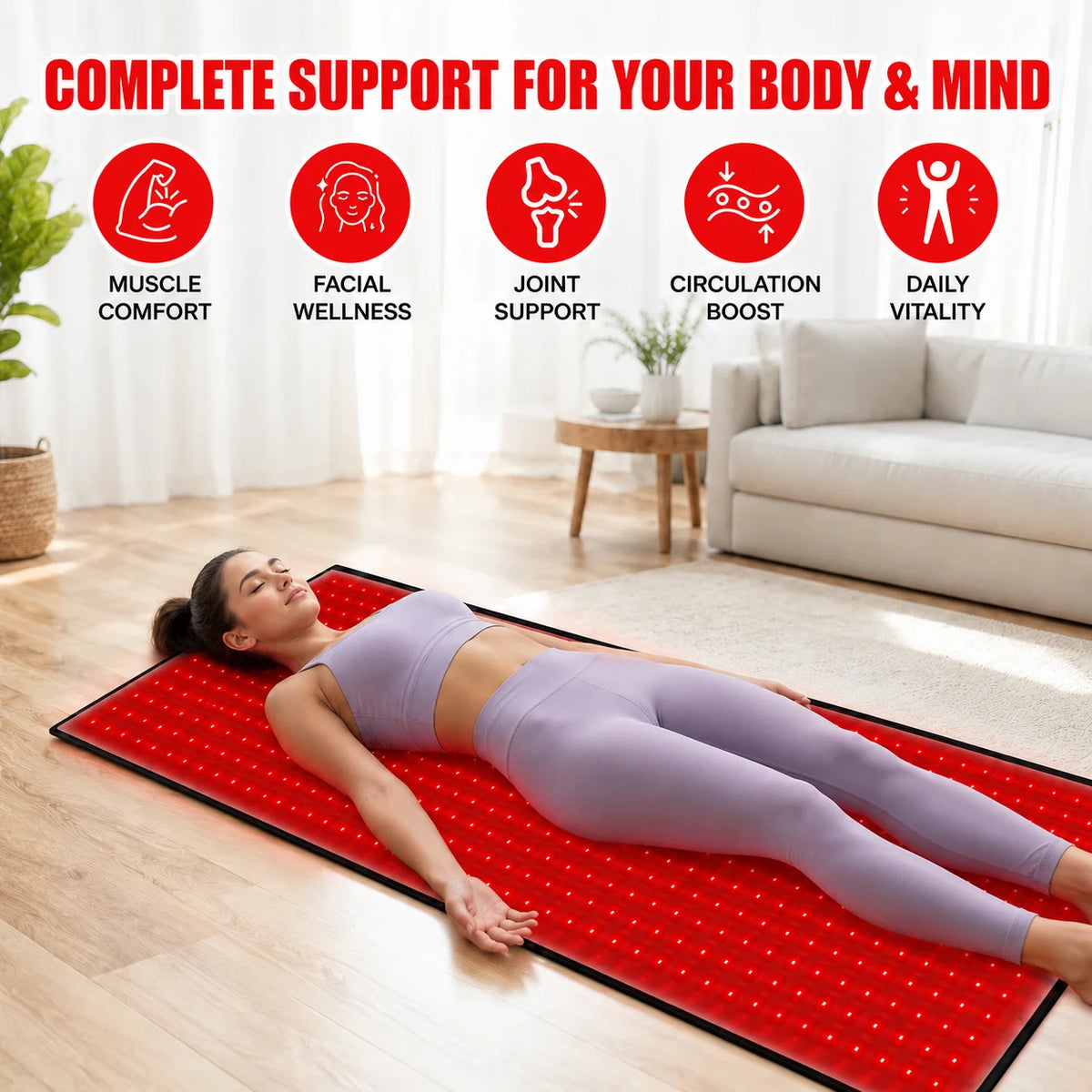 588 LED Red Light Therapy Mat With Adjustable Controls