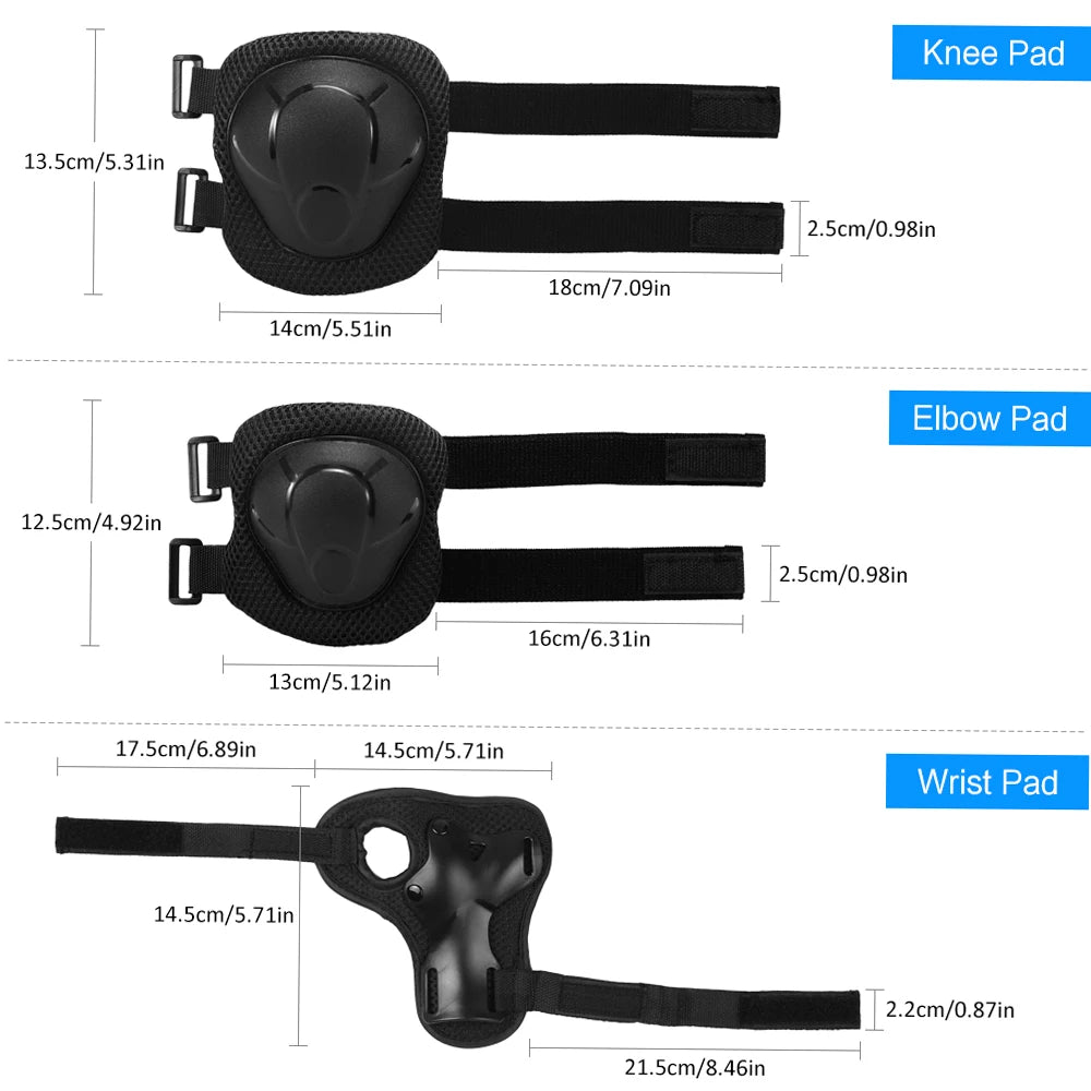 Kids Helmet Knee Elbow Wrist Guards Protective Gear Set