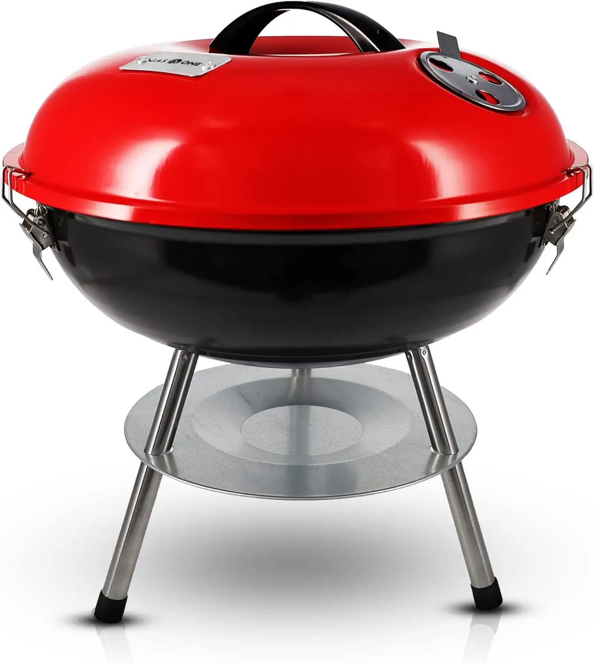Portable Charcoal Grill With Dual Venting And Locking Lid Design