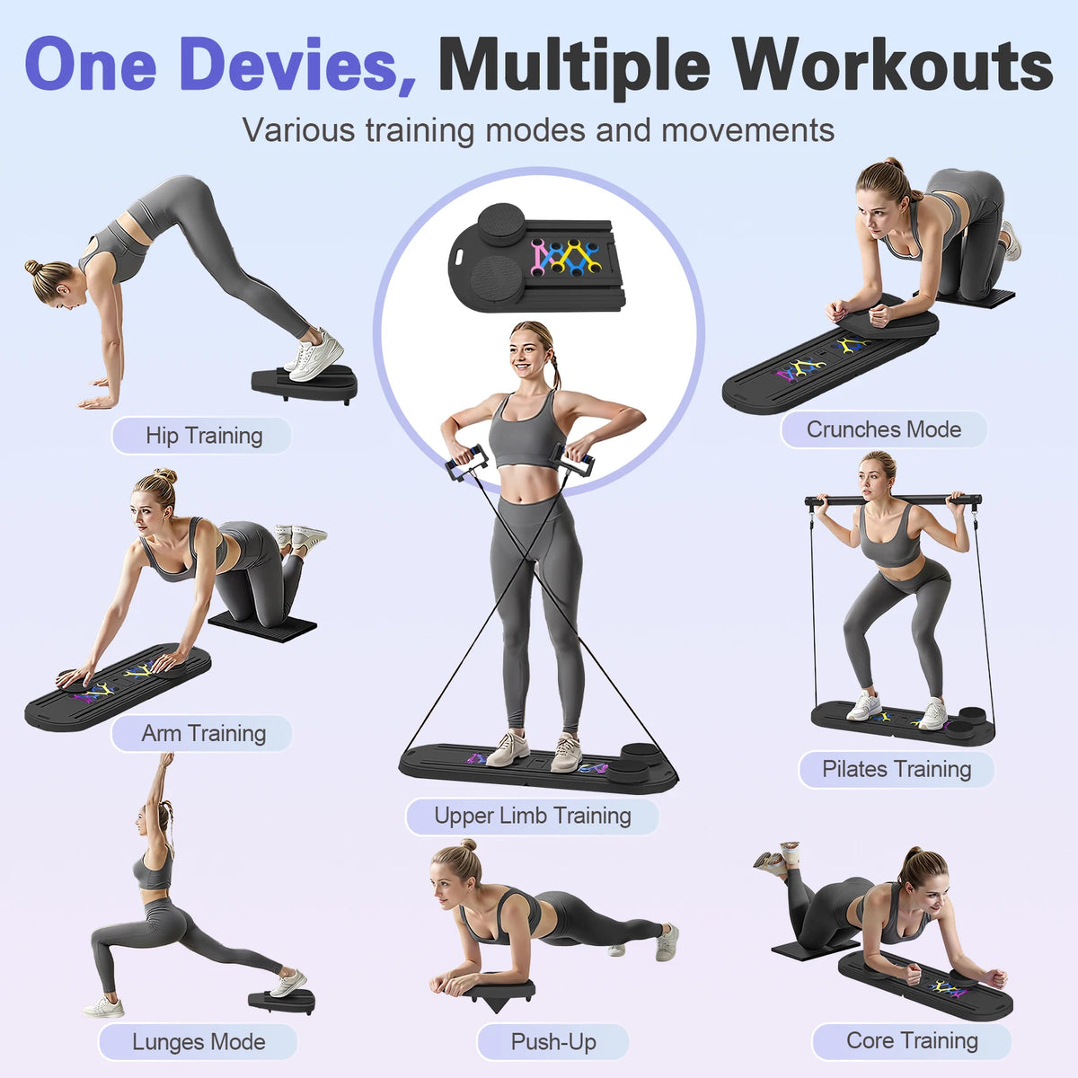 15-In-1 Multifunctional Pilates Push-Up Board With Resistance Bands