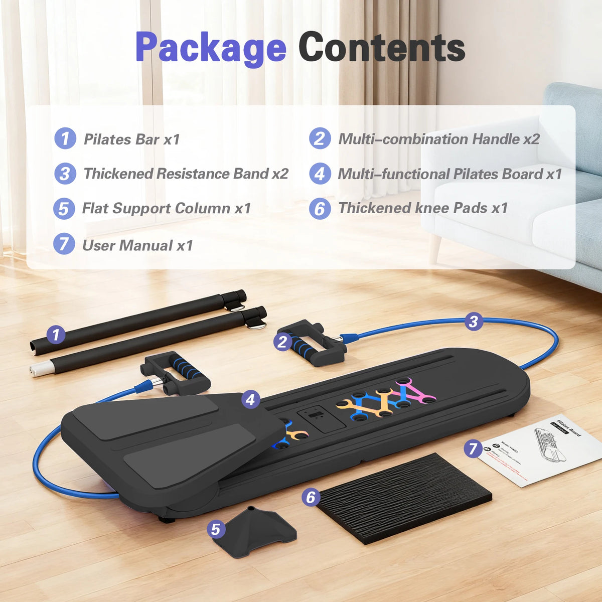 15-In-1 Multifunctional Pilates Push-Up Board With Resistance Bands