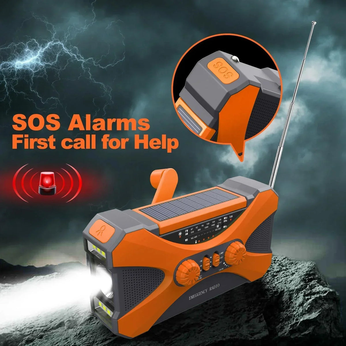 STONEGO Solar Hand Crank NOAA Emergency Weather Radio With Charger