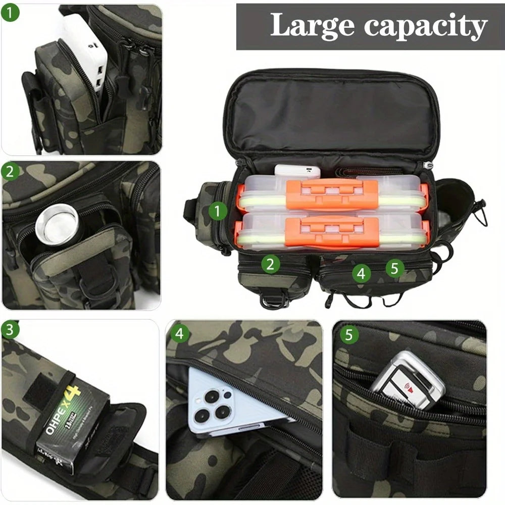 Nylon Fishing Tackle Backpack And Waist Bag For Outdoor